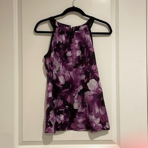 White House Black Market Purple Tank Top With Flowers